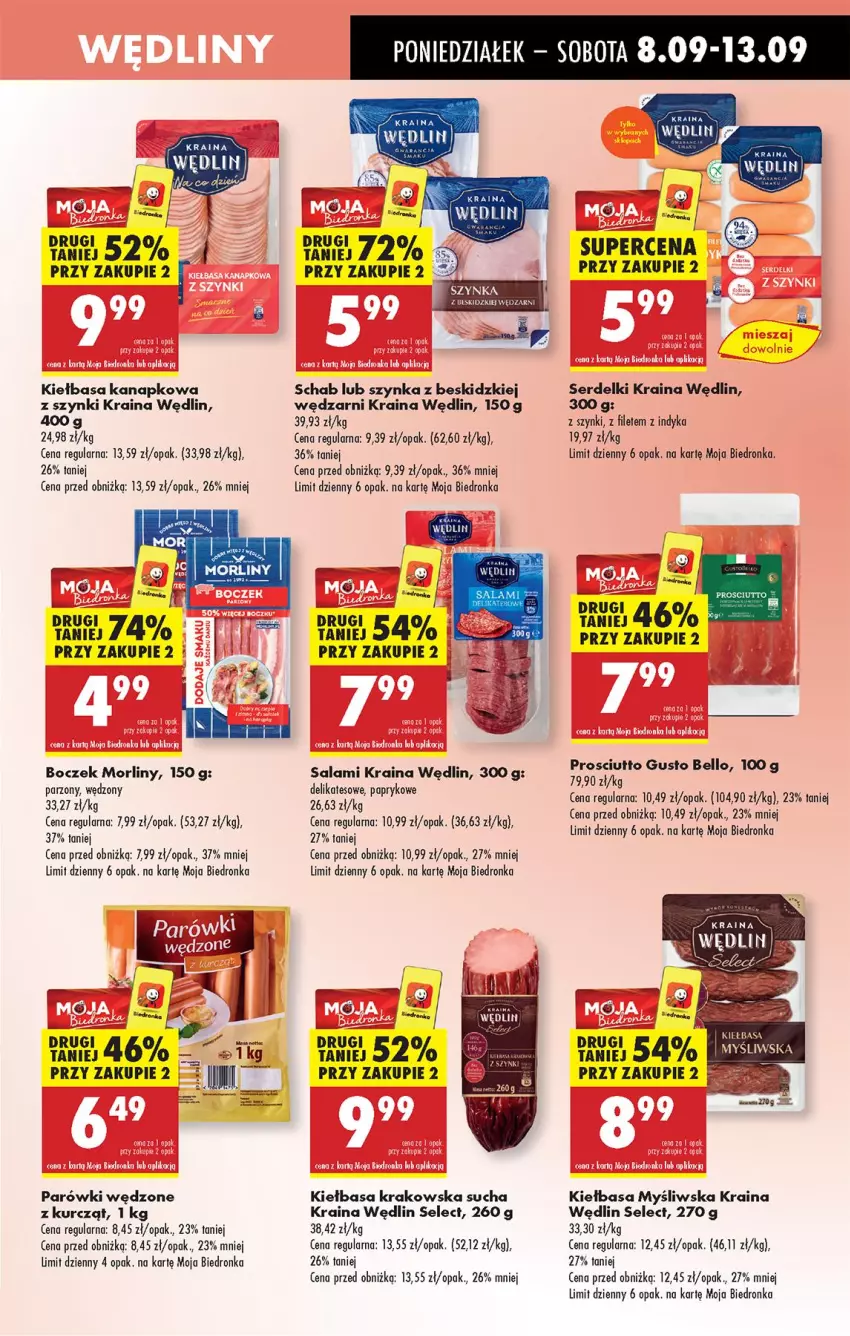 Gazetka promocyjna Biedronka - Od Poniedziałku - ważna 08.09 do 13.09.2025 - strona 35 - produkty: Bell, Beskidzki, Boczek, Dior, Gra, Kiełbasa, LG, Morliny, Parówki, Prosciutto, Salami, Ser, Serdelki, Szynka