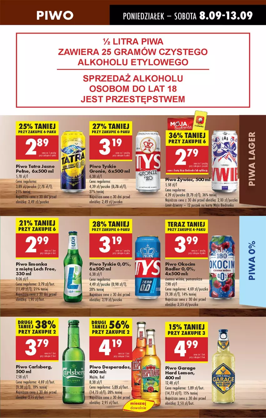Gazetka promocyjna Biedronka - Od Poniedziałku - ważna 08.09 do 13.09.2025 - strona 53 - produkty: Carlsberg, Desperados, Koc, Limonka, Okocim, Piwa, Piwo, Radler, Tatra, Tera, Tyskie