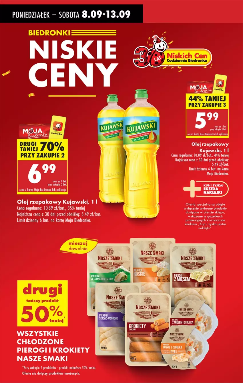 Gazetka promocyjna Biedronka - Od Poniedziałku - ważna 08.09 do 13.09.2025 - strona 6 - produkty: BIC, Klej, Krokiety, Kujawski, Olej, Olej rzepakowy, Pierogi