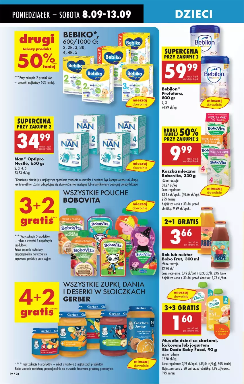 Gazetka promocyjna Biedronka - Od Poniedziałku - ważna 08.09 do 13.09.2025 - strona 62 - produkty: Bebiko, BEBILON, Dada, Dzieci, Gerber, Gra, Jogurt, Karmi, Kokos, Mleko, Mus, Nektar, Por, Sok