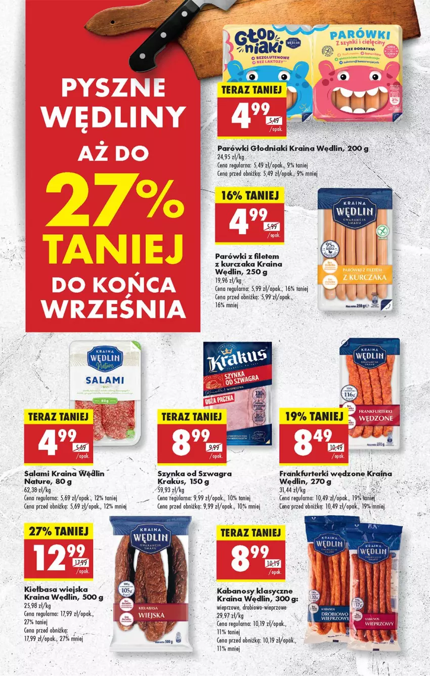 Gazetka promocyjna Biedronka - Od Poniedziałku - ważna 08.09 do 13.09.2025 - strona 66 - produkty: Frankfurterki, Gra, Kabanos, Kiełbasa, Kiełbasa wiejska, Krakus, Kurczak, Parówki, Por, Salami, Szynka, Tera
