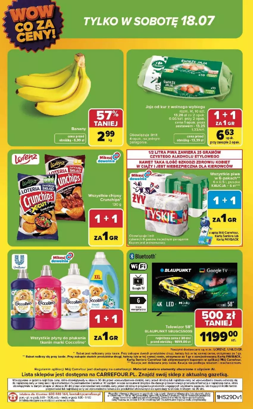 Gazetka promocyjna Carrefour - Gazetka WOW co za ceny! - ważna 13.07 do 18.07.2026 - strona 12 - produkty: Chipsy, Coccolino, Crunchips, Jaja, Lorenz, Telewizor