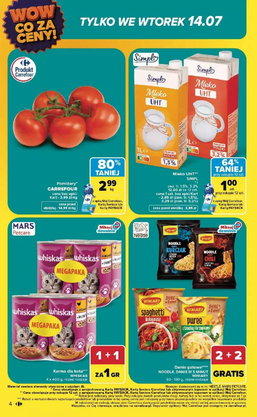 Gazetka promocyjna Carrefour - Gazetka WOW co za ceny! - ważna 13.07 do 18.07.2026 - strona 4 - produkty: Danie gotowe, Fa, Gra, Mars, Pomidory, Por