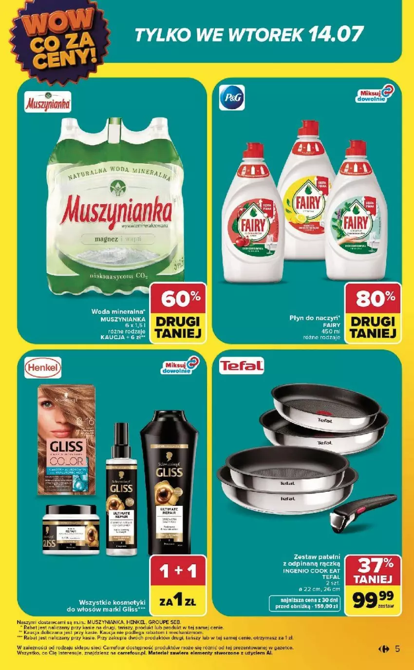 Gazetka promocyjna Carrefour - Gazetka WOW co za ceny! - ważna 13.07 do 18.07.2026 - strona 5 - produkty: Fa, Fairy, Mus, Muszynianka, Sok