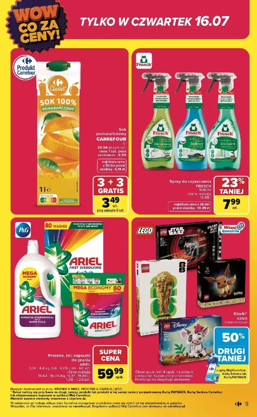 Gazetka promocyjna Carrefour - Gazetka WOW co za ceny! - ważna 13.07 do 18.07.2026 - strona 9 - produkty: Ariel, Frosch, Gra, LEGO