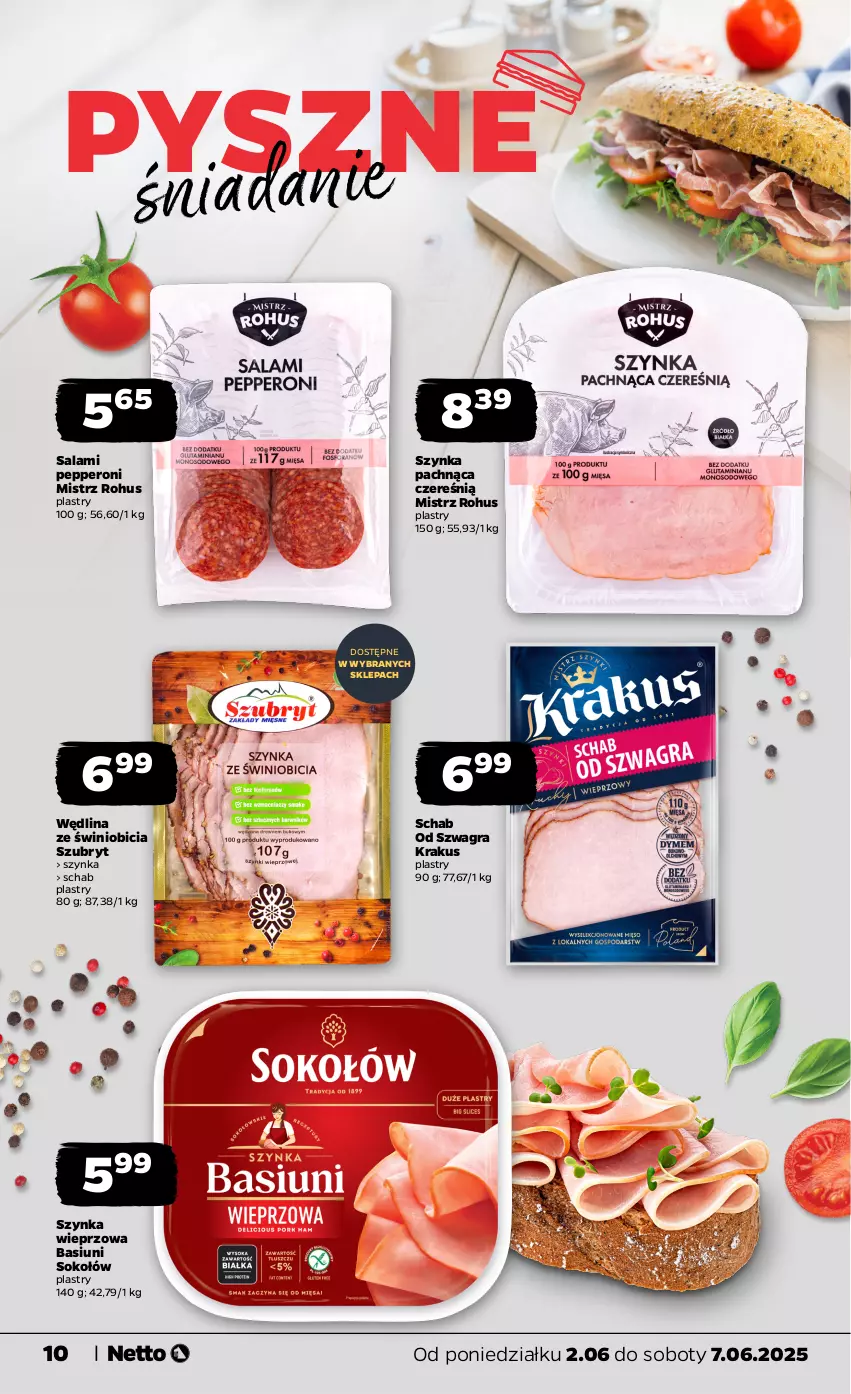 Gazetka promocyjna Netto - Od Poniedziałku - ważna 02.06 do 07.06.2025 - strona 10 - produkty: BIC, Gra, Krakus, Salami, Sok, Sokołów, Szubryt, Szynka, Szynka wieprzowa, Wędlina