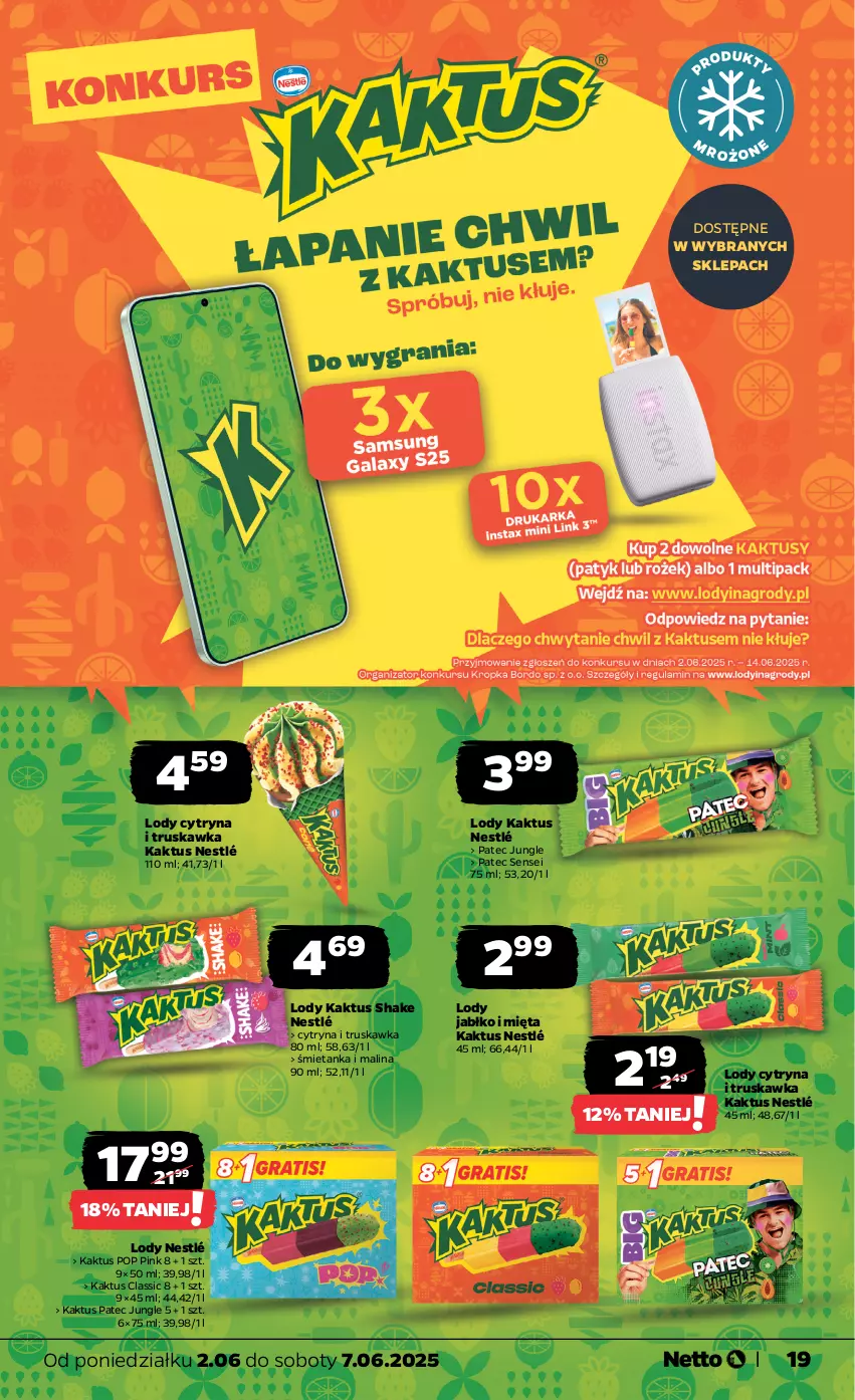 Gazetka promocyjna Netto - Od Poniedziałku - ważna 02.06 do 07.06.2025 - strona 19 - produkty: Kaktus, Lody, Mięta, Nestlé