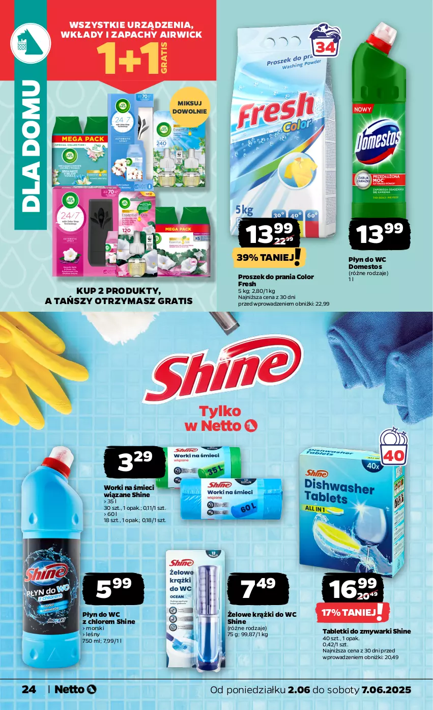 Gazetka promocyjna Netto - Od Poniedziałku - ważna 02.06 do 07.06.2025 - strona 24 - produkty: Domestos, Gra, Płyn do wc, Proszek do prania, Tablet, Tabletki do zmywarki, Worki na śmiec, Worki na śmieci, Zmywarki