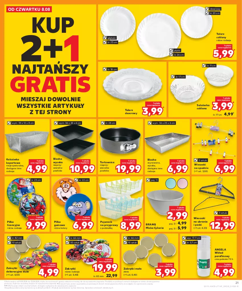 Gazetka promocyjna Kaufland - Gazetka tygodnia - ważna 08.08 do 13.08.2024 - strona 21 - produkty: Deser, Gra, Keksówka, LANA, Miska, Pojemnik, Pojemnik na przyprawy, Przyprawy, Salaterka, Ser, Sok, Spodnie, Talerz, Talerz deserowy, Tortownica, Ubrania, Wieszak