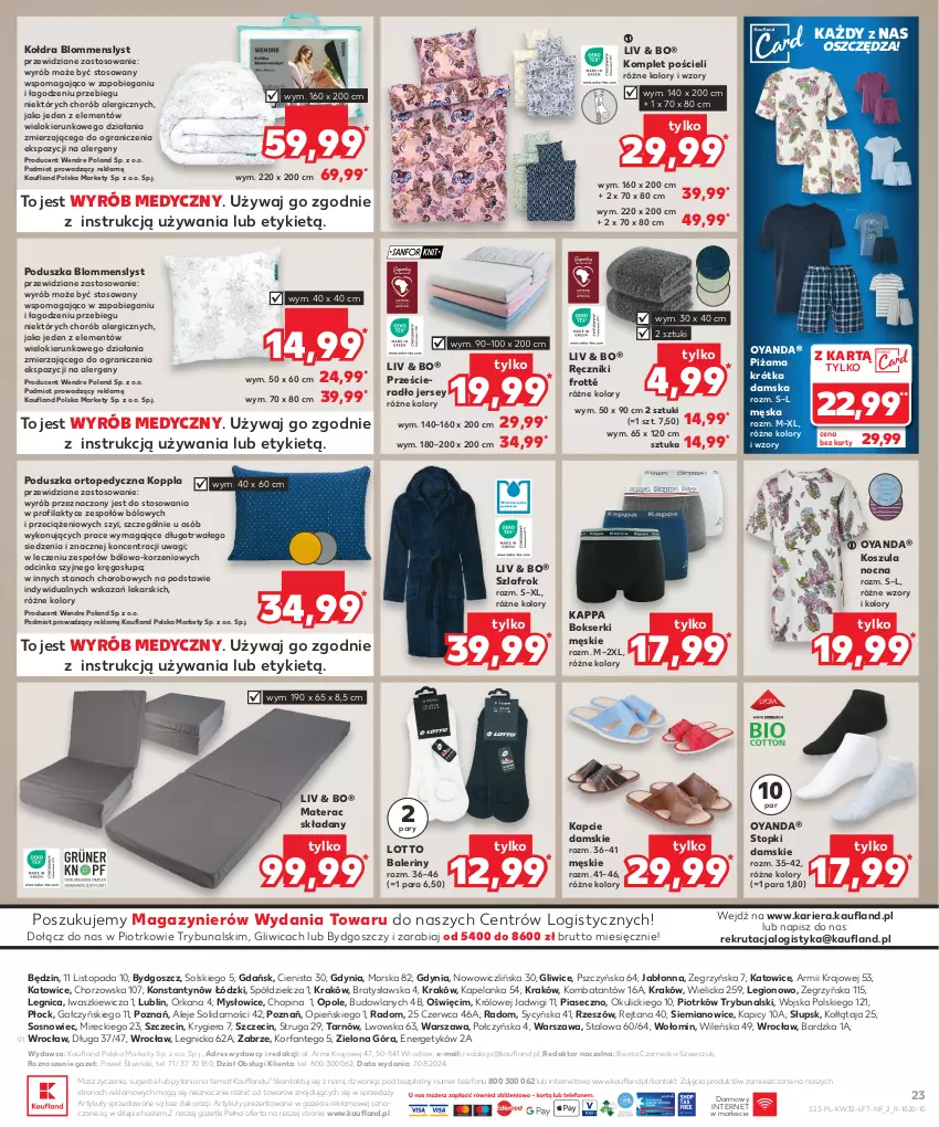 Gazetka promocyjna Kaufland - Gazetka tygodnia - ważna 08.08 do 13.08.2024 - strona 23 - produkty: Baleriny, Bokserki, Dres, Fa, Gra, Inka, Kapcie, Kołdra, Komplet pościeli, Kosz, Koszula, Koszula nocna, Materac, Materac składany, O nas, Orka, Piżama, Poduszka, Pościel, Prześcieradło, Ręcznik, Ser, Sos, Szlafrok, Telefon, Tera, Top, Wagi