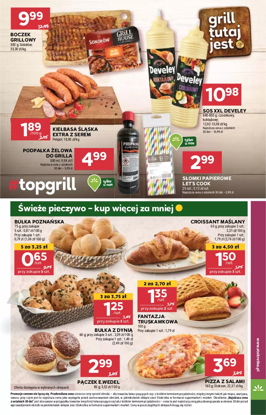 Gazetka promocyjna Stokrotka - Market - ważna 05.06 do 11.06.2025 - strona 5 - produkty: Boczek, Bułka, Croissant, Dynią, Fa, Fanta, Grill, Kiełbasa, Kiełbasa śląska, Mięso, Owoce, Pączek, Papier, Pekpol, Piec, Pieczywo, Pizza, Salami, Ser, Sok, Sokołów, Sos, Warzywa