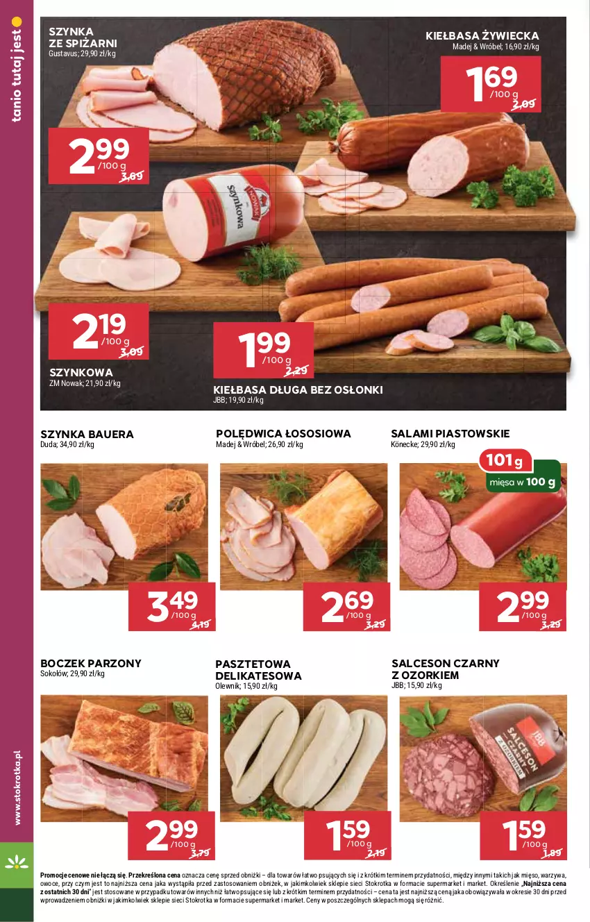 Gazetka promocyjna Stokrotka - Market - ważna 05.06 do 11.06.2025 - strona 6 - produkty: Boczek, Duda, Kiełbasa, Mięso, NOWAK, Olewnik, Owoce, Pasztet, Piast, Polędwica, Salami, Salceson, Sok, Sokołów, Sos, Szynka, Warzywa