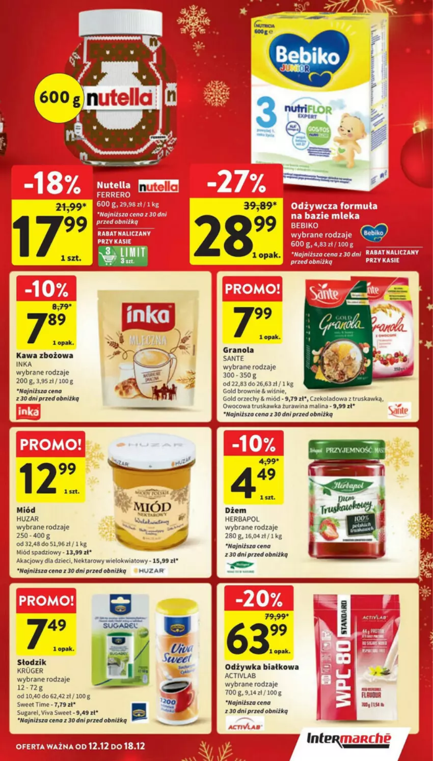 Gazetka promocyjna Intermarche - ważna 12.12 do 18.12.2024 - strona 27 - produkty: Brownie, Dżem, Dzieci, Gra, Granola, Herbapol, Inka, Kawa, Kawa zbożowa, Miód, Nektar, Odżywka, Sante