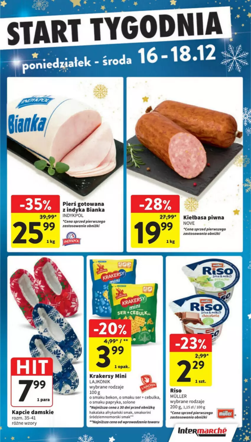 Gazetka promocyjna Intermarche - ważna 12.12 do 18.12.2024 - strona 42 - produkty: Beko, Bianka, Kapcie, Kiełbasa, Kiełbasa piwna, Krakersy, Lajkonik, Papryka, Ser