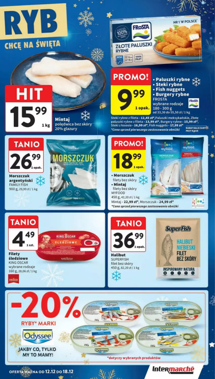 Gazetka promocyjna Intermarche - ważna 12.12 do 18.12.2024 - strona 46 - produkty: Burger, Fa, Frosta, Halibut, Lazur, Mintaj, Paluszki rybne, Polędwica, Sos, Stek