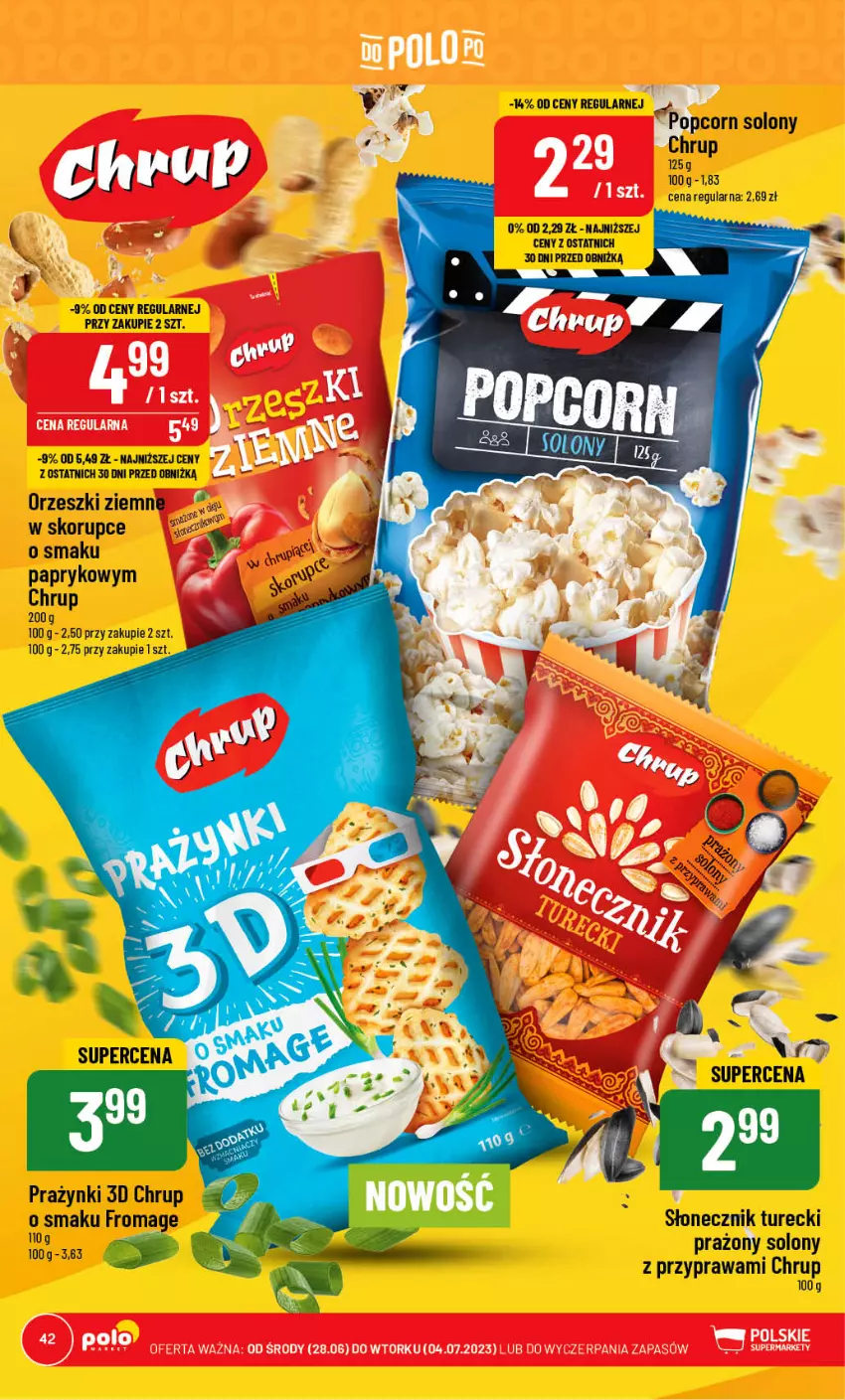 Gazetka promocyjna PoloMarket - Gazetka pomocyjna - ważna 28.06 do 04.07.2023 - strona 42 - produkty: Orzeszki, Popcorn, Słonecznik turecki