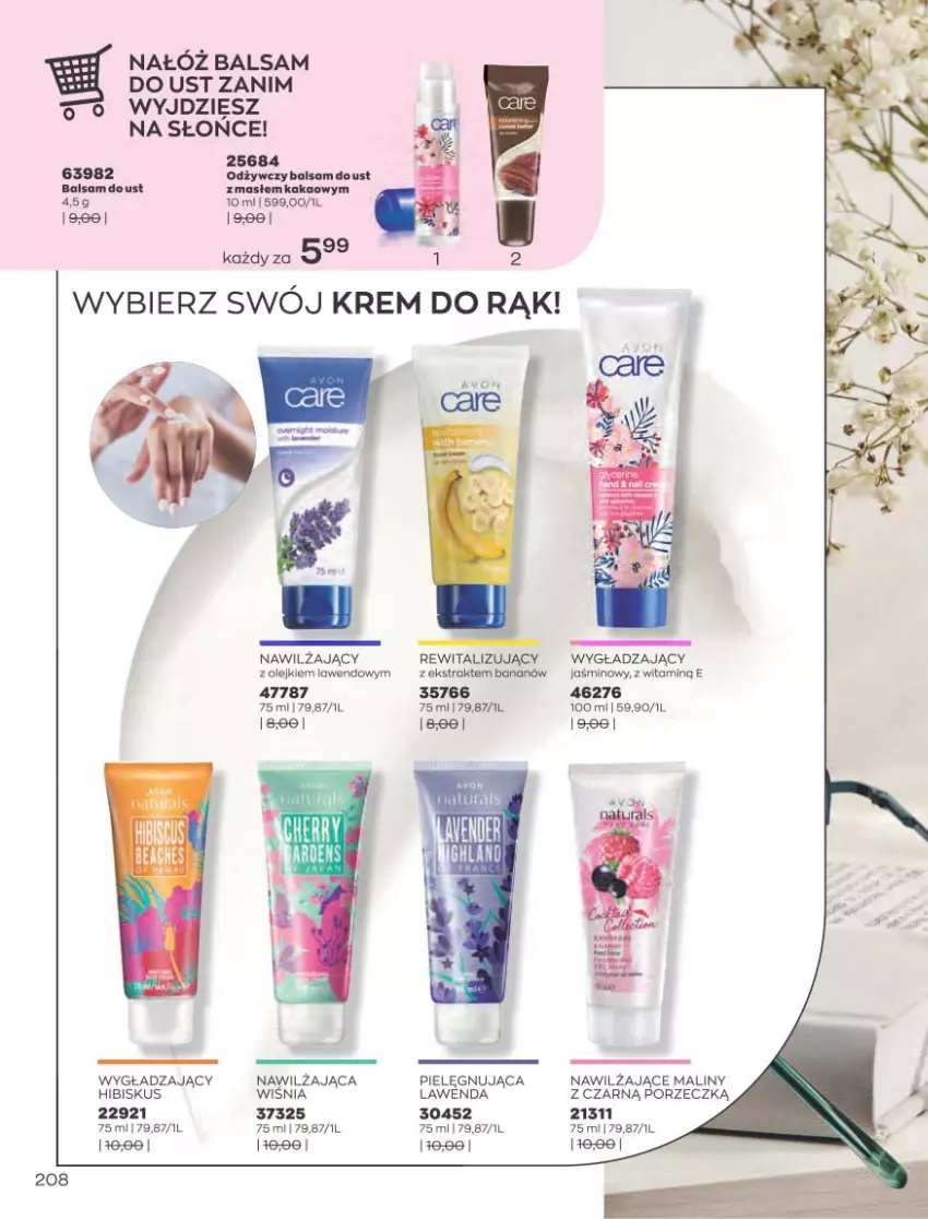 Gazetka promocyjna Avon - Katalog Avon 8/2021 kampania sierpień - ważna 01.08 do 31.08.2021 - strona 204 - produkty: Balsam do ust, Hibiskus, Kakao, Krem do rąk, Maliny, Olej, Por