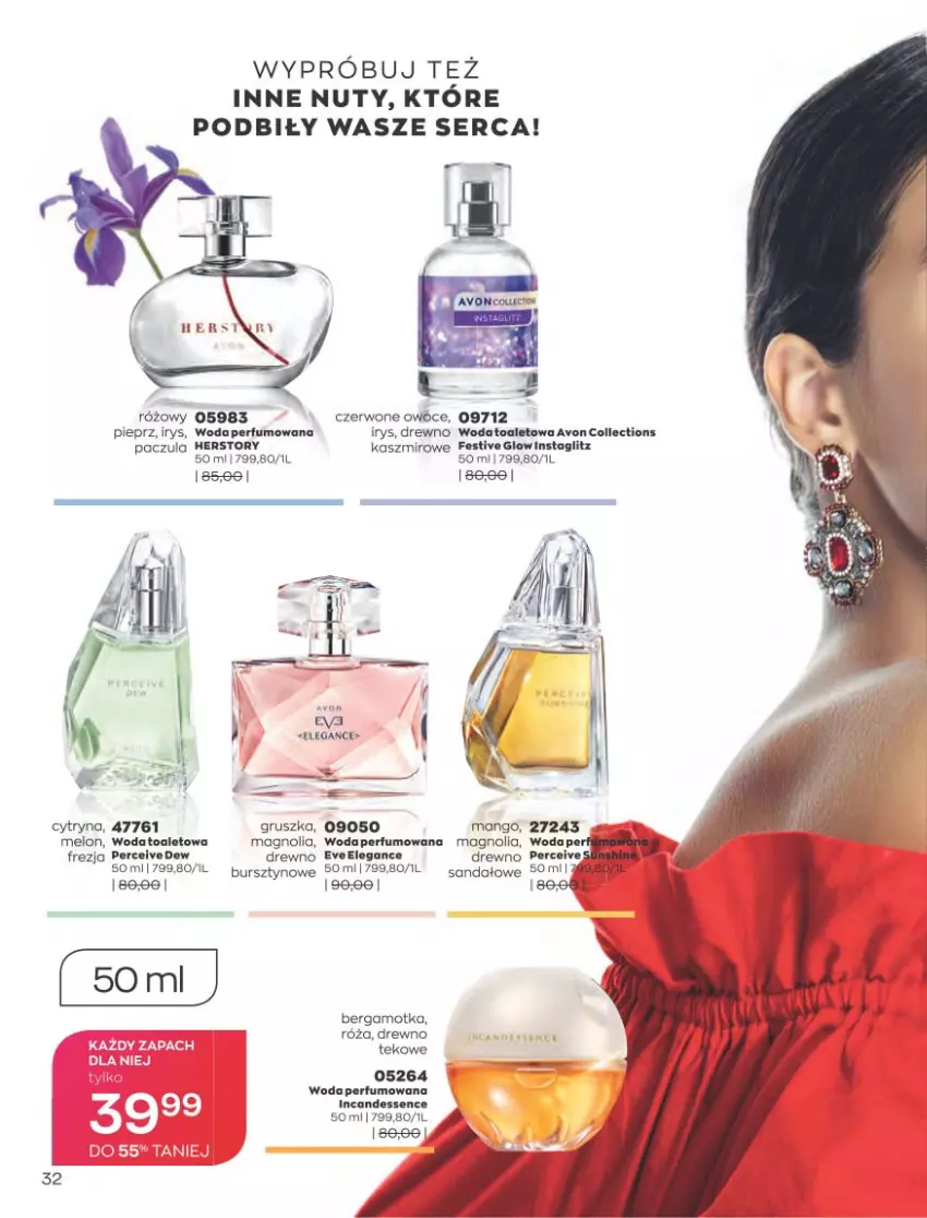 Gazetka promocyjna Avon - Katalog Avon 8/2021 kampania sierpień - ważna 01.08 do 31.08.2021 - strona 32 - produkty: Bursztyn, Mango, Melon, Nuty, Perfum, Pieprz, Róża, Sandał, Ser, Woda