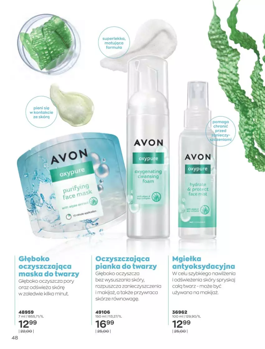 Gazetka promocyjna Avon - Katalog Avon 8/2021 kampania sierpień - ważna 01.08 do 31.08.2021 - strona 48 - produkty: Makijaż, Maska, Maska do twarzy, Por, Puf