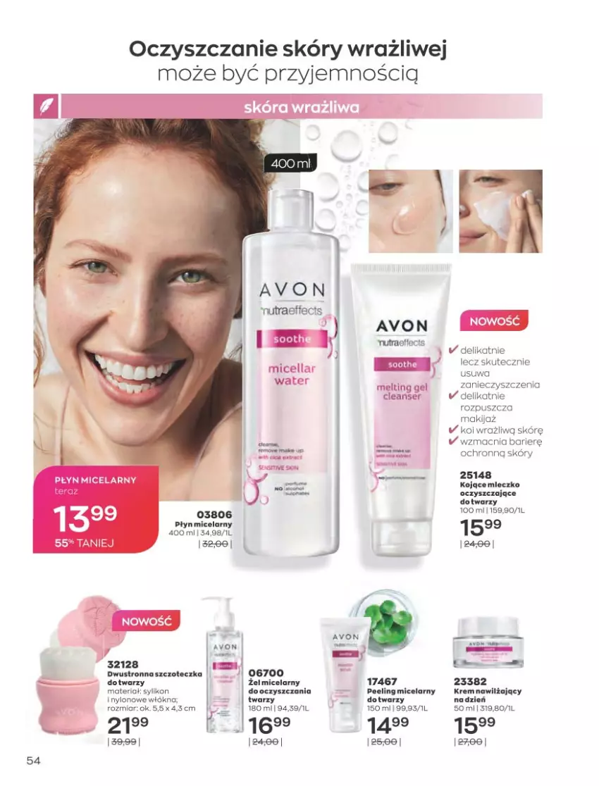 Gazetka promocyjna Avon - Katalog Avon 8/2021 kampania sierpień - ważna 01.08 do 31.08.2021 - strona 54 - produkty: Mleczko, Peeling, Płyn micelarny, Ser, Szczoteczka