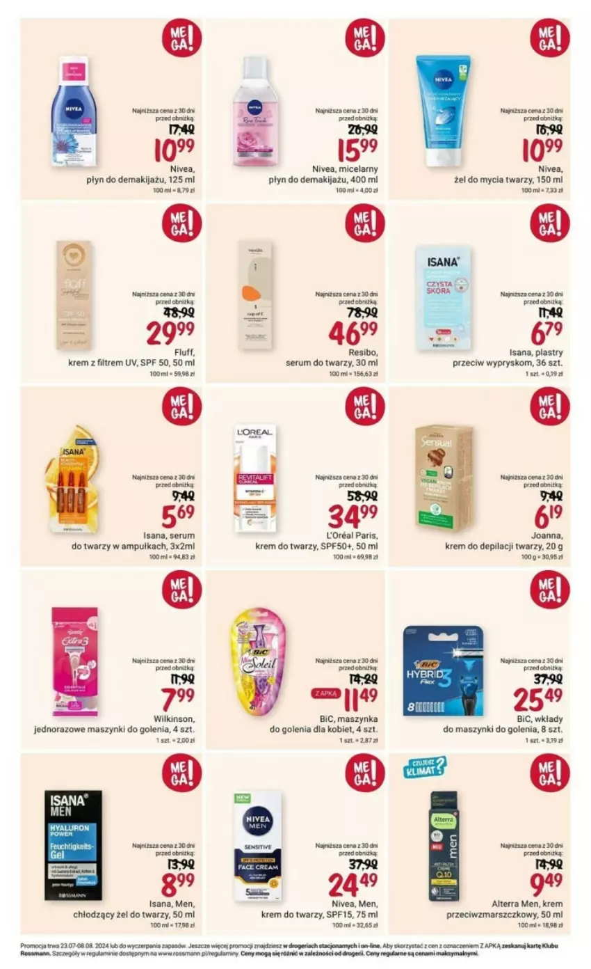 Gazetka promocyjna Rossmann - ważna 23.07 do 08.08.2024 - strona 12 - produkty: Alterra, BIC, Brit, Isana, Krem do twarzy, Krem przeciwzmarszczkowy, Makijaż, Mars, Maszynka, Maszynka do golenia, Nivea, Rama, Rum, Ser, Serum, Serum do twarzy, Szynka, Tera