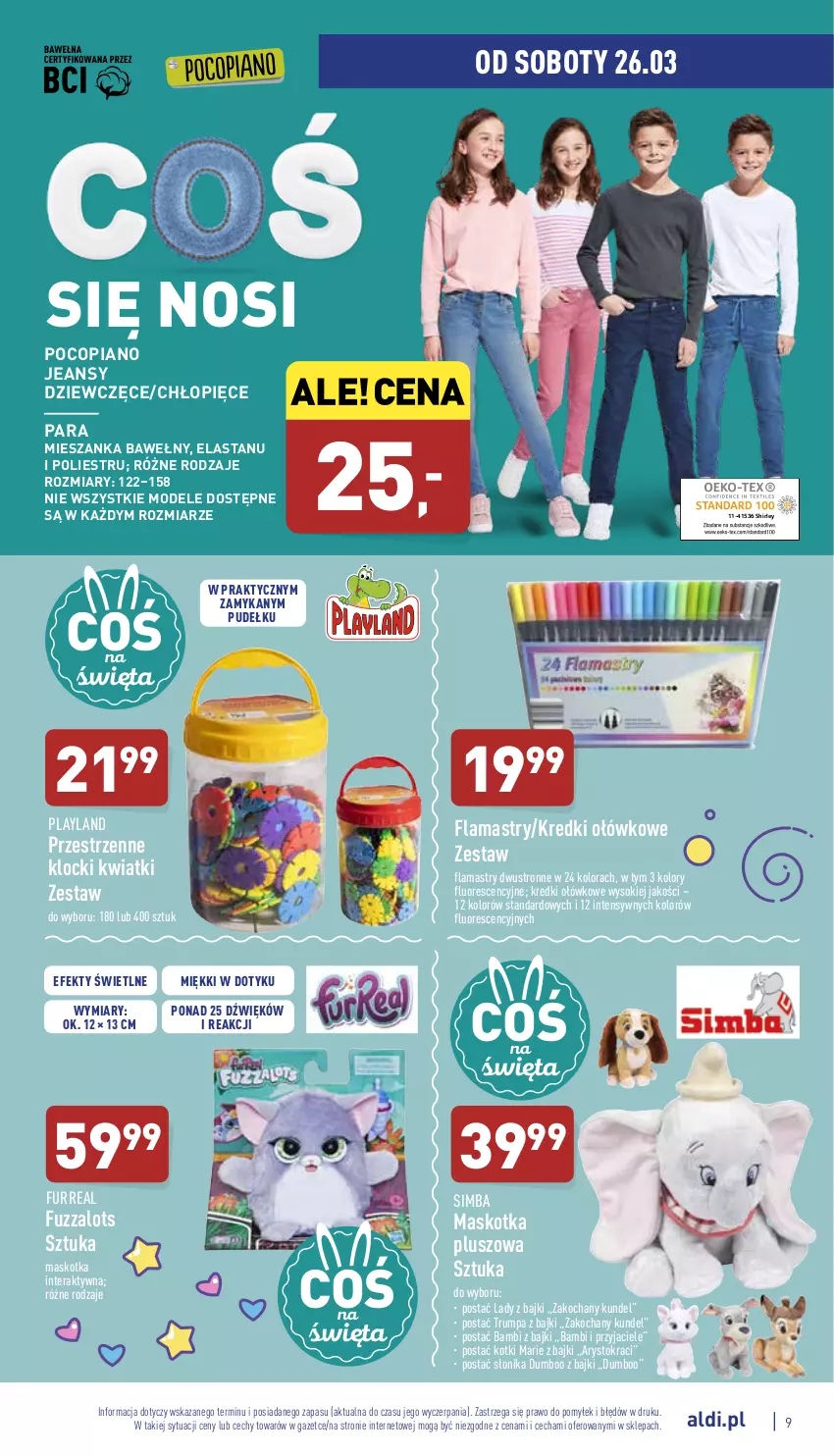 Gazetka promocyjna Aldi - Katalog Moda i Dom - ważna 23.03 do 26.03.2022 - strona 9 - produkty: Flamastry, Klocki, Koc, Maskotka pluszowa, Pocopiano, Rum, Sok, Tera