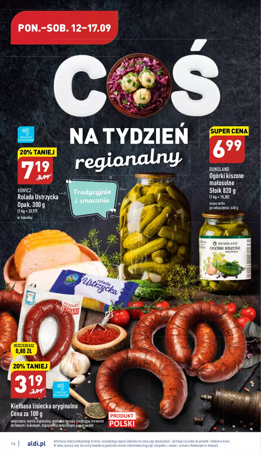 Gazetka promocyjna Aldi - Katalog spożywczy - ważna 12.09 do 17.09.2022 - strona 16 - produkty: Gin, Kawa, Kiełbasa, Rolada, Rolada Ustrzycka, Runoland