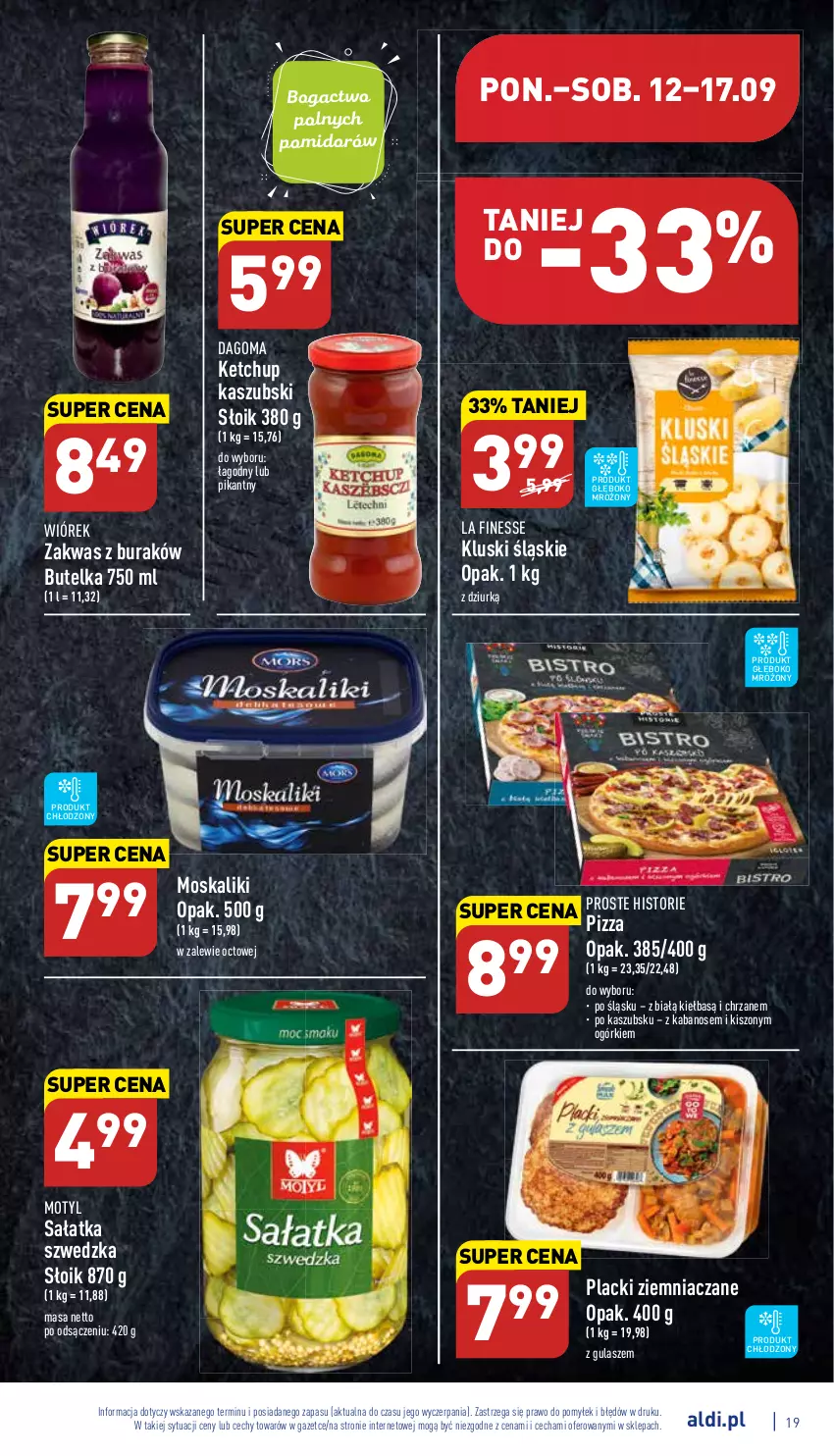 Gazetka promocyjna Aldi - Katalog spożywczy - ważna 12.09 do 17.09.2022 - strona 19 - produkty: Chrzan, Kabanos, Ketchup, Lack, Pizza, Sałat, Sałatka