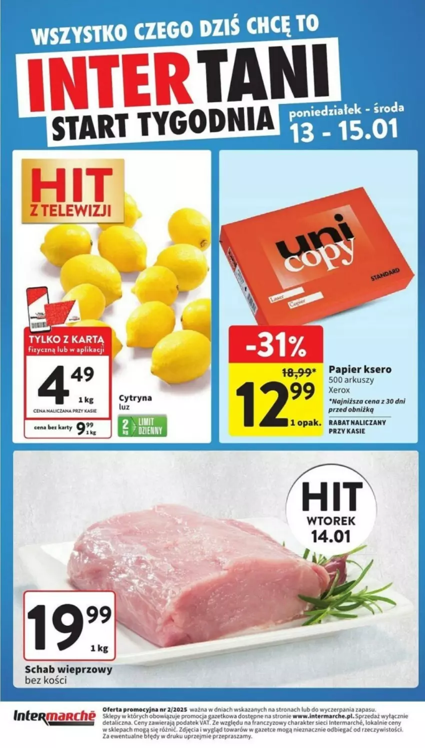 Gazetka promocyjna Intermarche - ważna 13.01 do 15.01.2025 - strona 1 - produkty: Papier, Ser