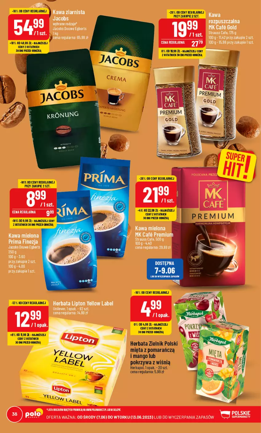 Gazetka promocyjna PoloMarket - Gazetka pomocyjna - ważna 07.06 do 13.06.2023 - strona 38 - produkty: Herbapol, Herbata, Jacobs, Kawa, Kawa mielona, Lipton, Mango, Mięta