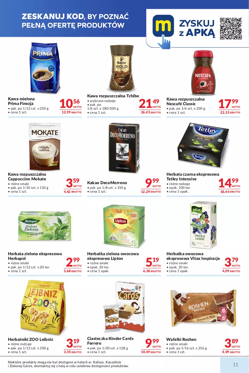Gazetka promocyjna Makro - Mega oferty dla Twojego Sklepu - ważna 18.08 do 31.08.2026 - strona 11 - produkty: Cappuccino, Ferrero, Herbapol, Herbata, Herbata czarna, Herbatniki, Kakao, Kawa, Kawa mielona, Kawa rozpuszczalna, Kinder, Kosz, Lipton, Nescafé, Prima, Szal, Tchibo, Tetley, Vitax