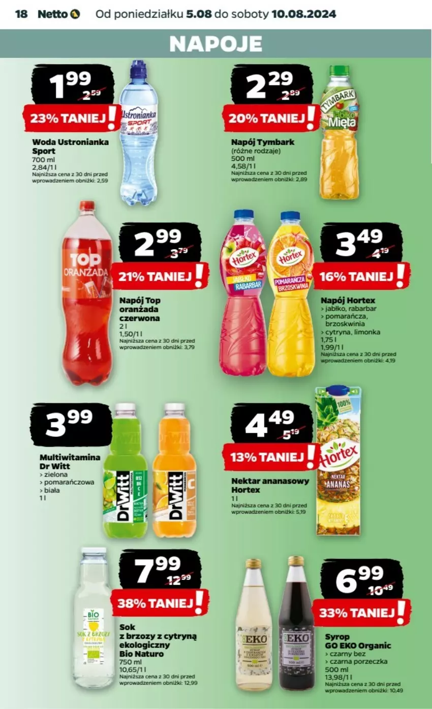 Gazetka promocyjna Netto - ważna 05.08 do 11.08.2024 - strona 10 - produkty: Hortex, Limonka, Napój, Por, Sok, Sport, Woda