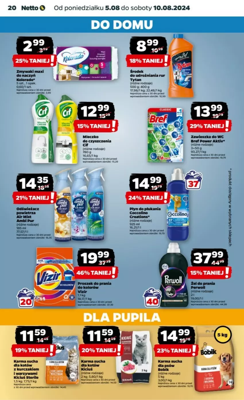 Gazetka promocyjna Netto - ważna 05.08 do 11.08.2024 - strona 13 - produkty: Ambi Pur, Bref, Brit, Kurczak, Miecz, Pur, Warzywa, Zawieszka do wc