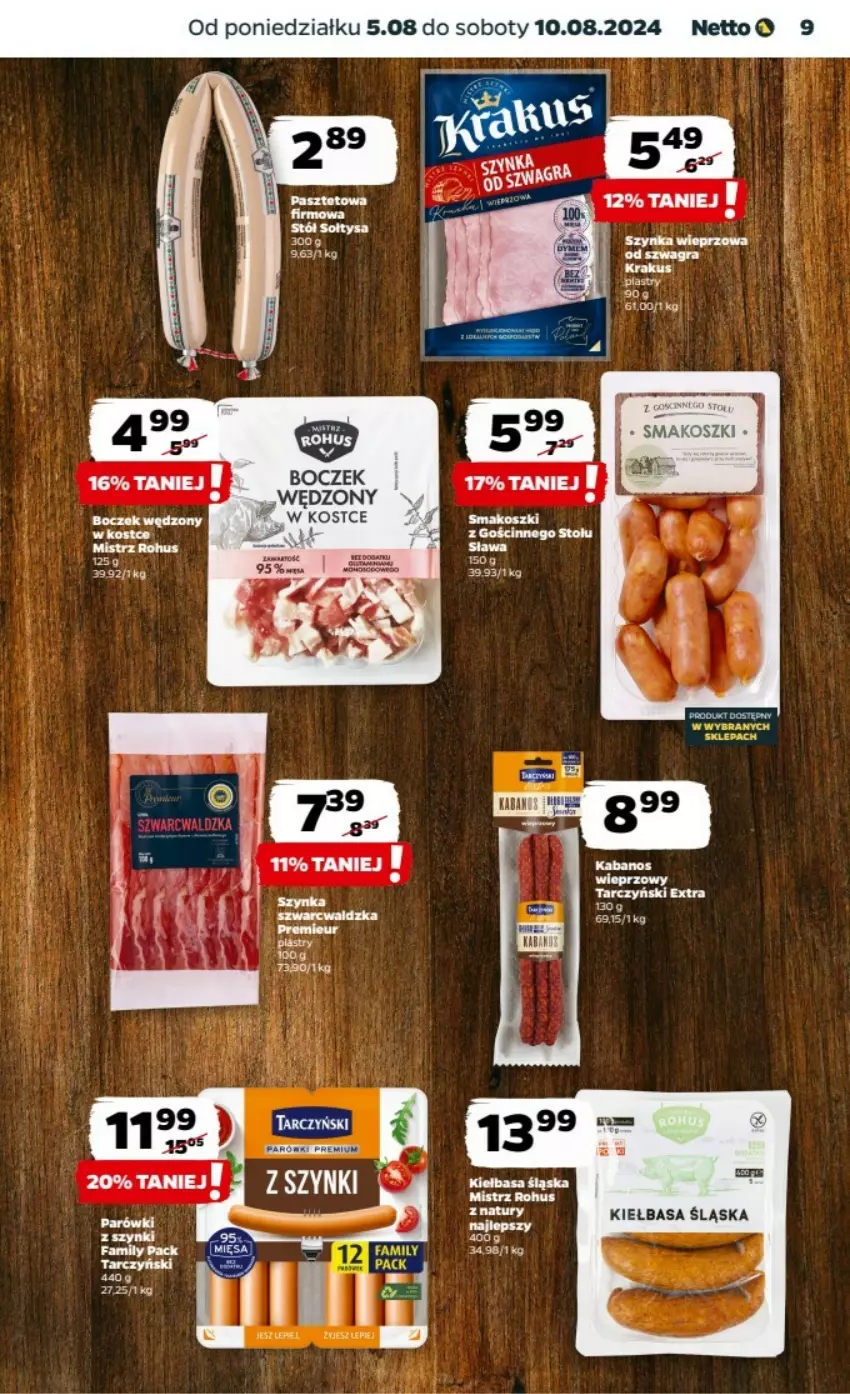 Gazetka promocyjna Netto - ważna 05.08 do 11.08.2024 - strona 26 - produkty: Boczek, Fa, Kiełbasa, Kiełbasa śląska, Kosz, Szynka