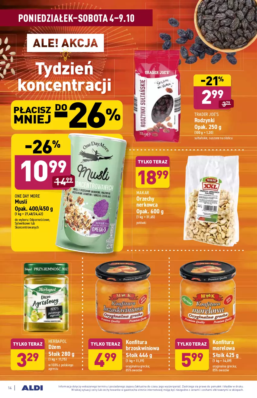 Gazetka promocyjna Aldi - ważna 04.10 do 09.10.2021 - strona 14 - produkty: Dżem, Gin, Gres, Herbapol, Konfitura, Mus, Por, Rodzynki, Tera