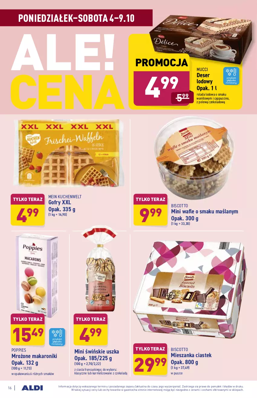 Gazetka promocyjna Aldi - ważna 04.10 do 09.10.2021 - strona 16 - produkty: Cappuccino, Deser, Gofry, Makaron, Rolada, Ser, Stek, Tera, Wafle