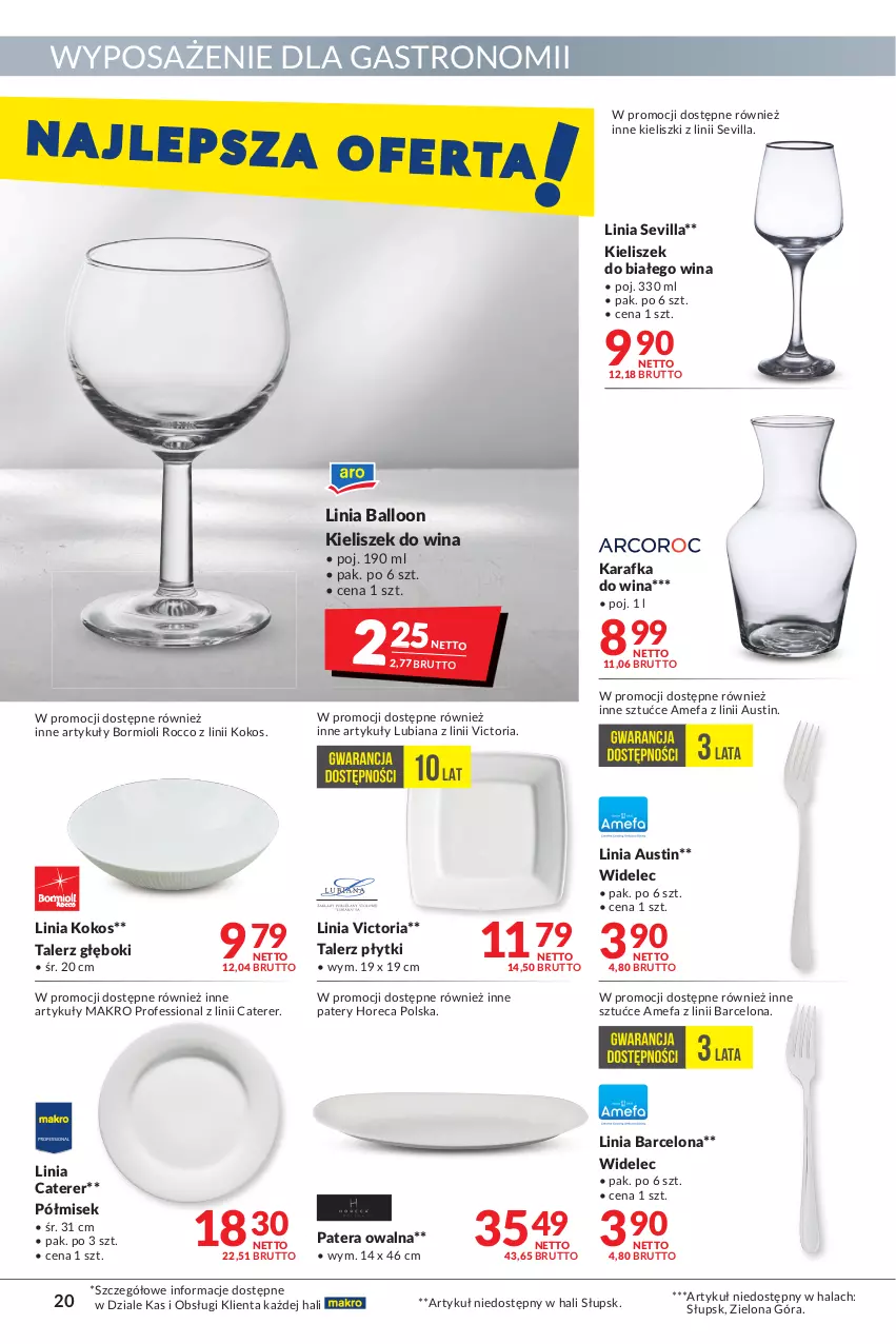 Gazetka promocyjna Makro - [Oferta promocyjna] Artykuły spożywcze i przemysłowe - ważna 31.05 do 13.06.2022 - strona 20 - produkty: Fa, Karafka, Kieliszek, Kokos, Talerz, Talerz głęboki, Tera, Widelec