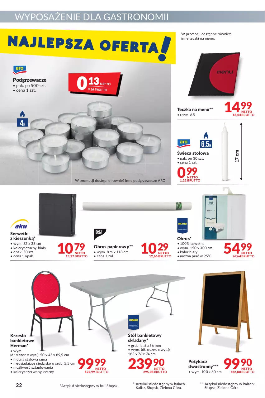 Gazetka promocyjna Makro - [Oferta promocyjna] Artykuły spożywcze i przemysłowe - ważna 31.05 do 13.06.2022 - strona 22 - produkty: Krzesło, Obrus, Papier, Podgrzewacze, Rama, Ser, Serwetki, Siedzisko, Stół, Wełna