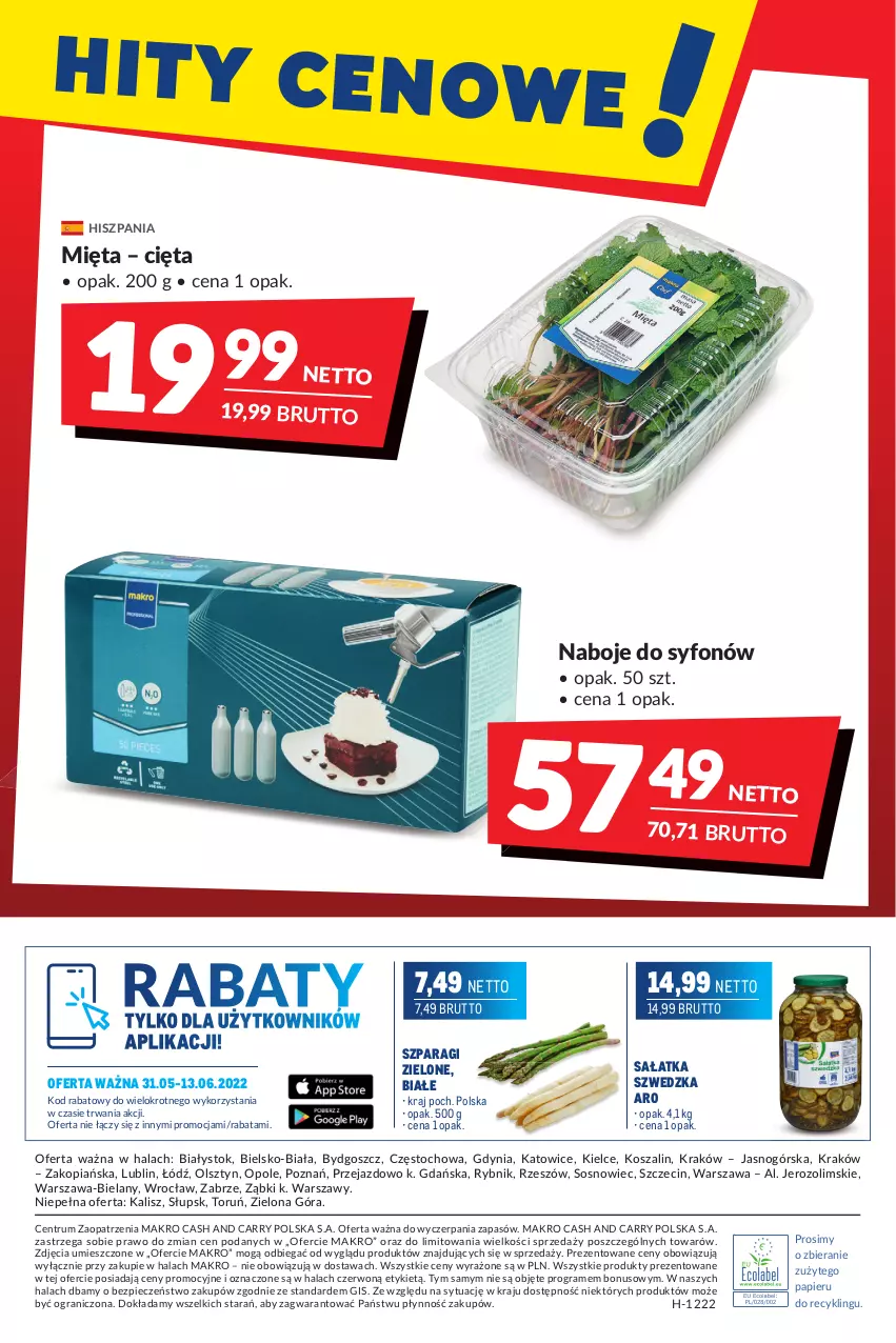 Gazetka promocyjna Makro - [Oferta promocyjna] Artykuły spożywcze i przemysłowe - ważna 31.05 do 13.06.2022 - strona 24 - produkty: Gra, Kosz, Mięta, Papier, Piec, Rum, Sałat, Sałatka, Sos, Syfon, Szal