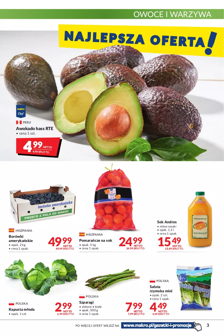 Gazetka promocyjna Makro - [Oferta promocyjna] Artykuły spożywcze i przemysłowe - ważna 31.05 do 13.06.2022 - strona 3 - produkty: Owoce, Pomarańcze, Sałat, Sok, Warzywa