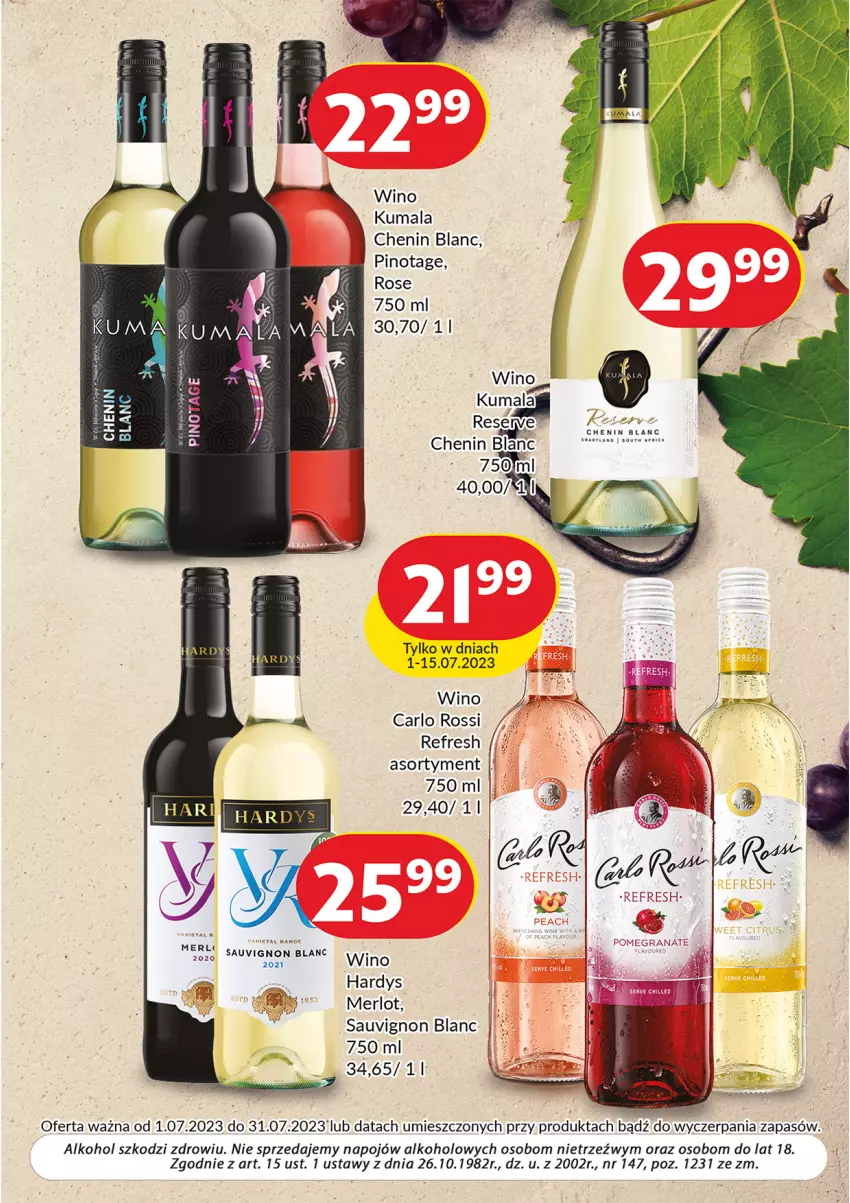 Gazetka promocyjna Prim Market - ważna 01.07 do 31.07.2023 - strona 5 - produkty: Carlo Rossi, Merlot, Sauvignon Blanc, Wino