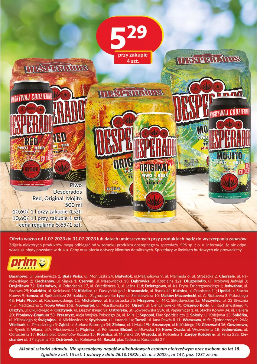 Gazetka promocyjna Prim Market - ważna 01.07 do 31.07.2023 - strona 8 - produkty: Desperados, Gin