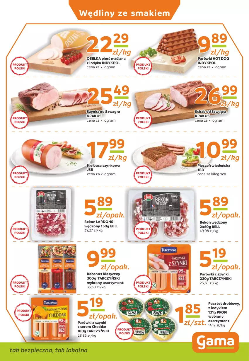 Gazetka promocyjna Gama - Gazetka Gama - ważna 10.11 do 22.11.2021 - strona 3 - produkty: Beko, Bell, Cheddar, Gra, Hot dog, Kabanos, Kiełbasa, Kiełbasa szynkowa, Krakus, LANA, Parówki, Parówki hot dog, Parówki z szynki, Pasztet, Piec, Ser, Szynka, Tarczyński