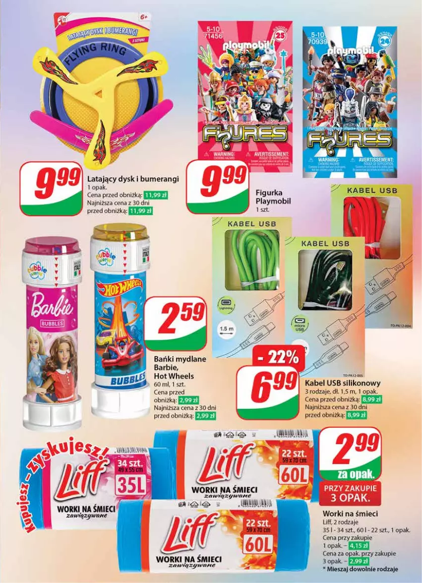 Gazetka promocyjna Dino - Gazetka 36 / 2024 - ważna 04.09 do 10.09.2024 - strona 53 - produkty: Barbie, Bumerang, Hot Wheels, Kabel USB, Mobil, Playmobil, Rama, Worki na śmiec, Worki na śmieci