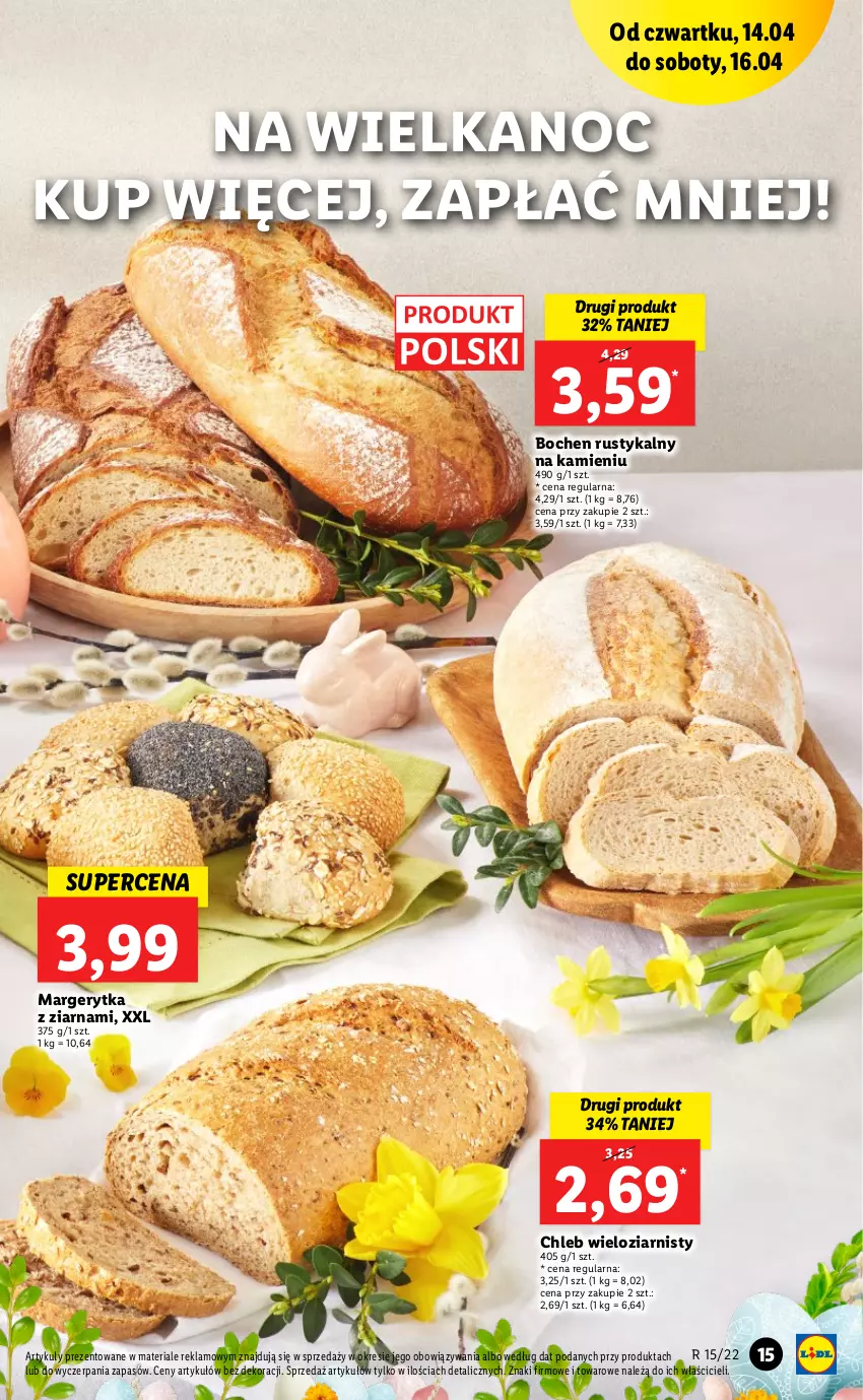 Gazetka promocyjna Lidl - GAZETKA - ważna 14.04 do 16.04.2022 - strona 15 - produkty: Chleb, Chleb wieloziarnisty, Rust