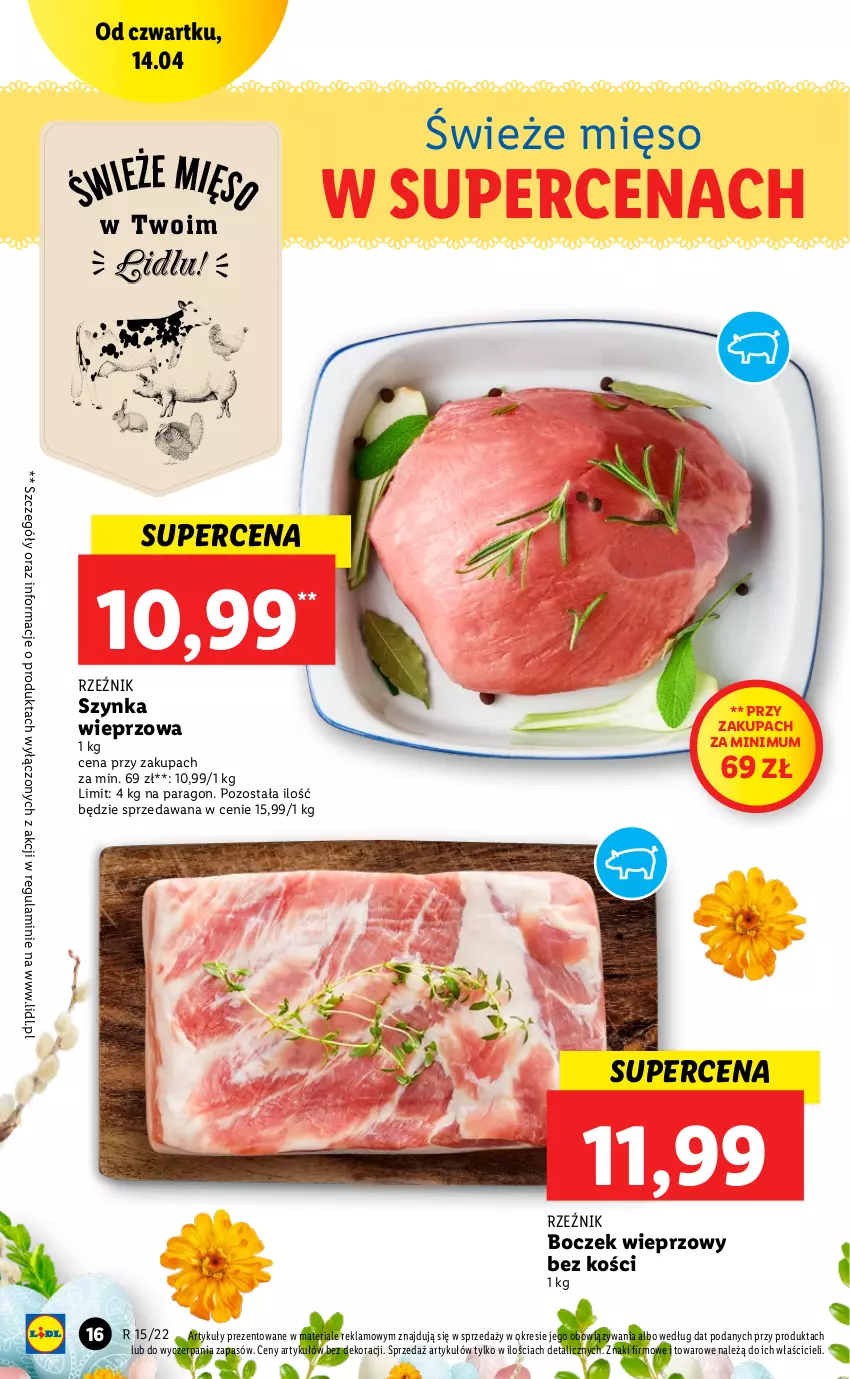 Gazetka promocyjna Lidl - GAZETKA - ważna 14.04 do 16.04.2022 - strona 16 - produkty: Boczek, Boczek wieprzowy, Mięso, Szynka, Szynka wieprzowa