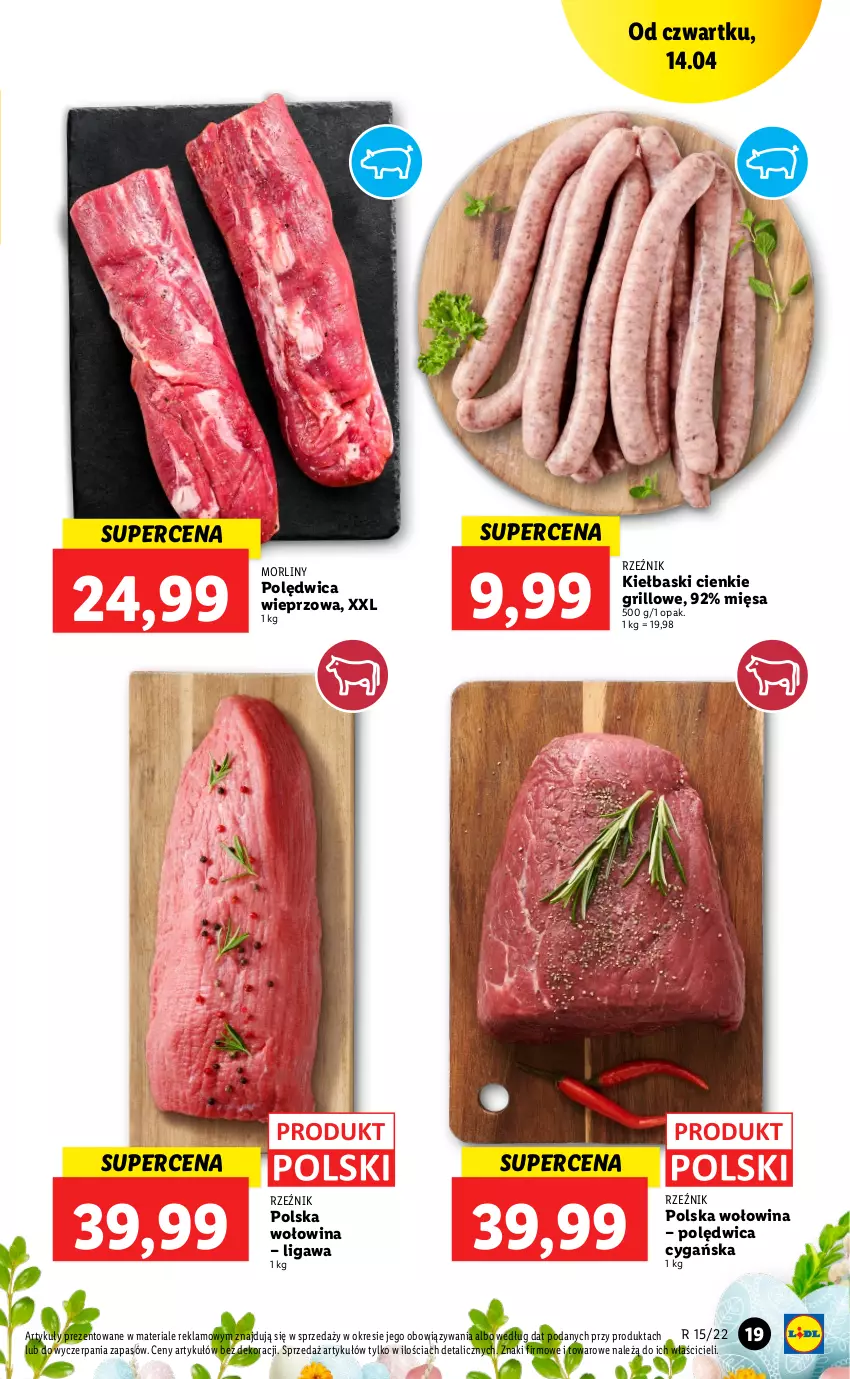 Gazetka promocyjna Lidl - GAZETKA - ważna 14.04 do 16.04.2022 - strona 19 - produkty: Grill, Morliny, Polędwica, Wołowina