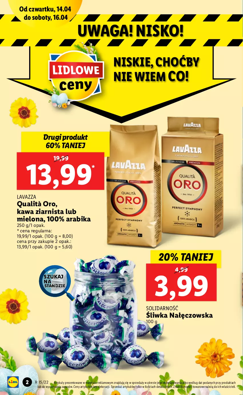 Gazetka promocyjna Lidl - GAZETKA - ważna 14.04 do 16.04.2022 - strona 2 - produkty: Kawa, Kawa ziarnista, Lavazza, Waga