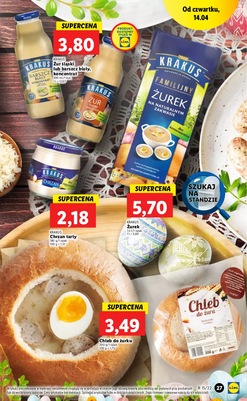 Gazetka promocyjna Lidl - GAZETKA - ważna 14.04 do 16.04.2022 - strona 27 - produkty: Chleb, Chrzan, Krakus