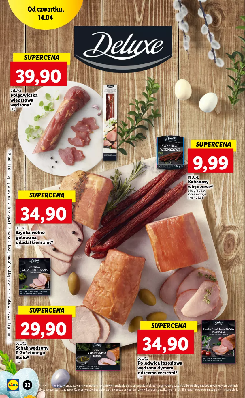 Gazetka promocyjna Lidl - GAZETKA - ważna 14.04 do 16.04.2022 - strona 32 - produkty: Kabanos, Polędwica, Polędwiczka wieprzowa, Sos, Szynka